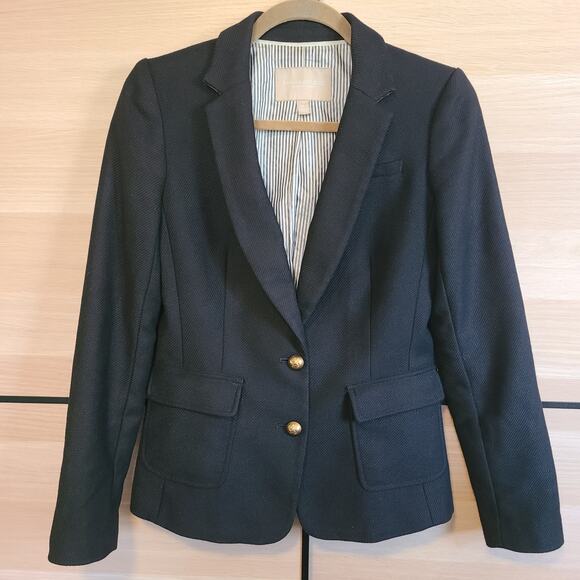 Banana Republic 2 Button Jacket Blazer Womens 0 Equestrian Preppy Wool Blend - Picture 1 of 13
